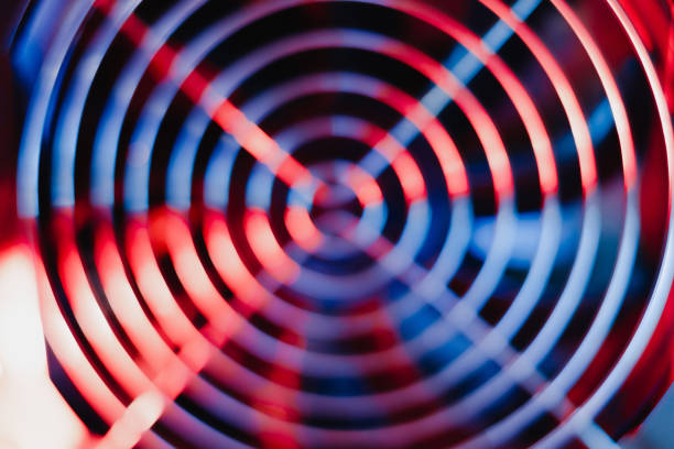 istock Power supply cooler Electronics technology concept details blue red light background free space for text dark 1223997388