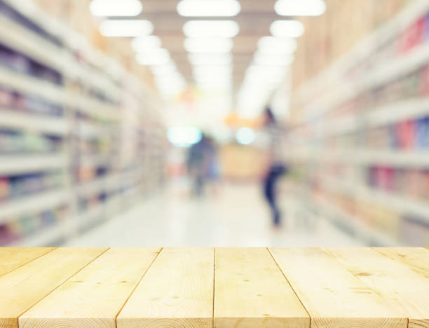 istock Blurred image of supermarket and coronavirus background. 1223998075