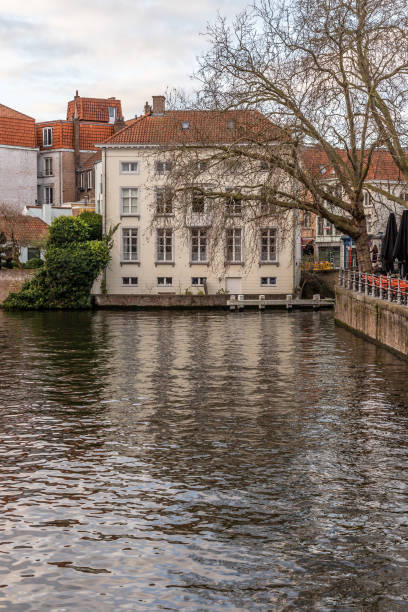 istock Buildings and tree around channels in Bruges 1223998160