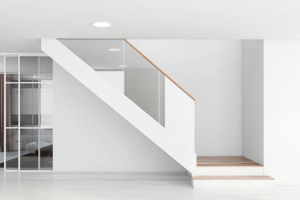 istock Stairs in white living room interior 1223999306