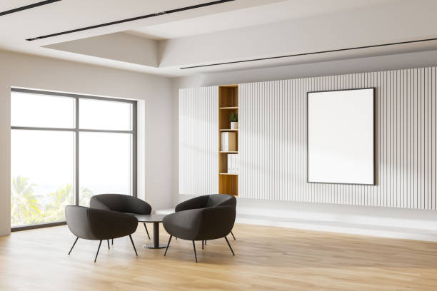 istock White waiting room corner with poster 1223999686