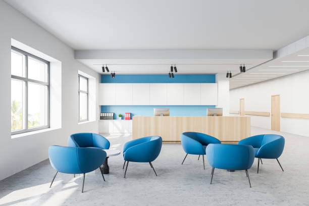istock Reception and armchairs in hospital hall 1223999858