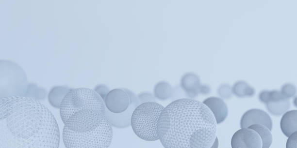 structure moléculaire nano abstraite. sphères 3d - nanoparticule photos et images de collection