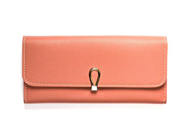 istock Pink women leather wallet isolated on white background 1224001292