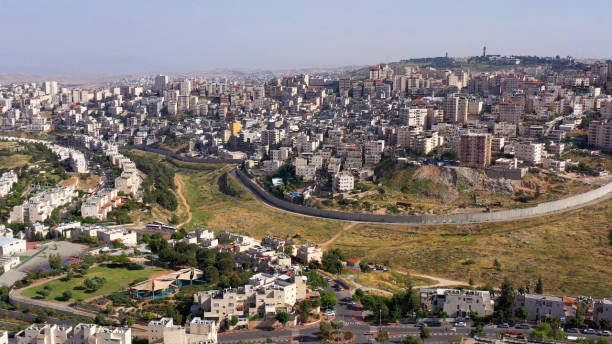 istock Israel and Palestine Divided By security Wall Aerial View 1224002412