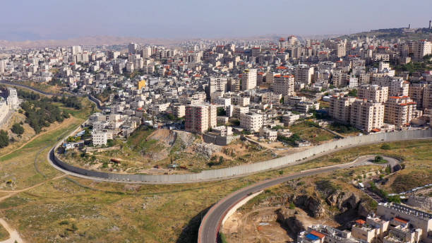 istock Israel and Palestine Divided By security Wall Aerial View 1224002459
