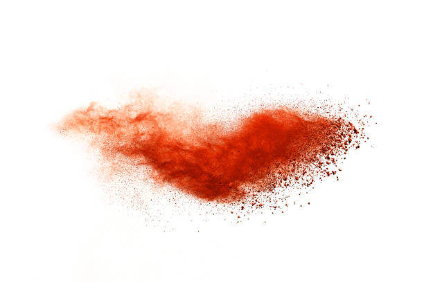 istock Red powder explosion on white background. Colored cloud. Colorful dust explode. Paint Holi. 1224002715