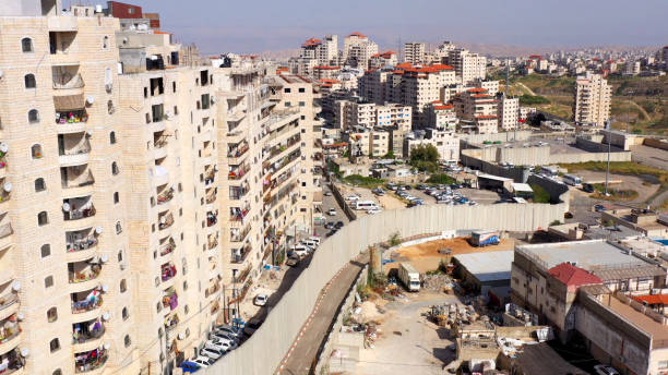 istock Security wall with  Close to Shuafat Refugee Camp- Aerial 1224002746
