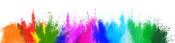 istock Freeze motion of colorful color powder exploding on white background.  Paint Holi.Indian festival Holi 1224005071