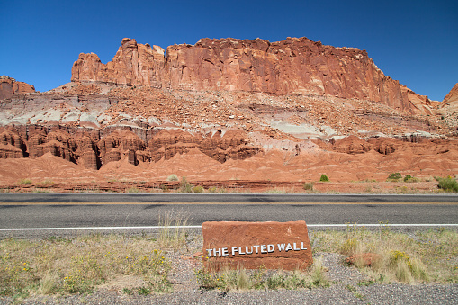 The Fluted Wall at Capitol Reef National Park, Utah, United States.