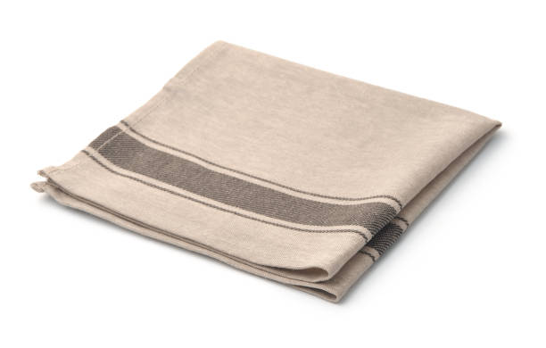 tovagliolo di lino beige singolo - domestic kitchen towel dish cloth rag foto e immagini stock