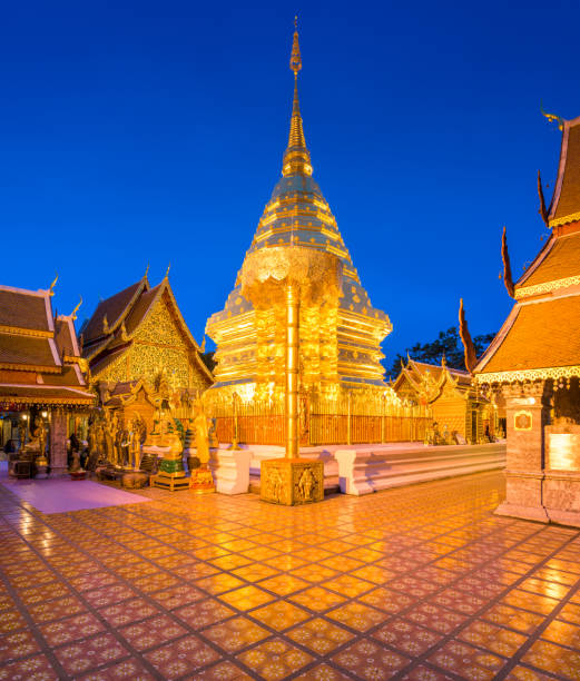 wat phra that doi suthep temple of chiang mai, thailand. - suthep imagens e fotografias de stock