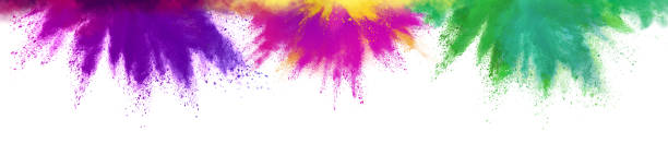 istock Freeze motion of colorful color powder exploding on white background.  Paint Holi.Indian festival Holi 1224007401