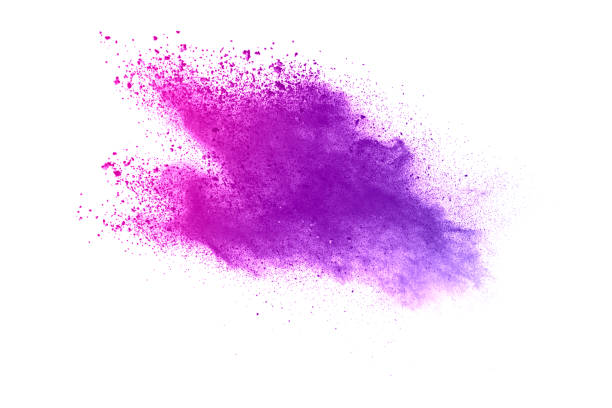 istock Freeze motion of purple color powder exploding on white background. 1224007784