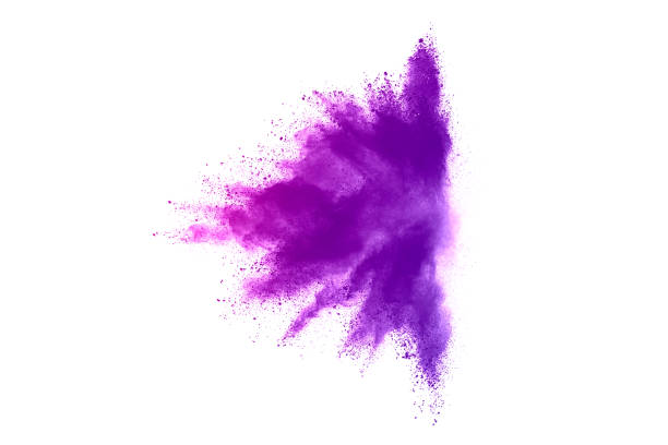 istock Freeze motion of purple color powder exploding on white background. 1224007786