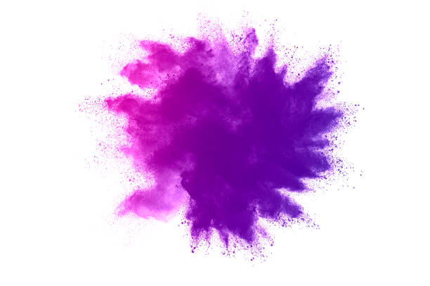 istock Freeze motion of purple color powder exploding on white background. 1224007799