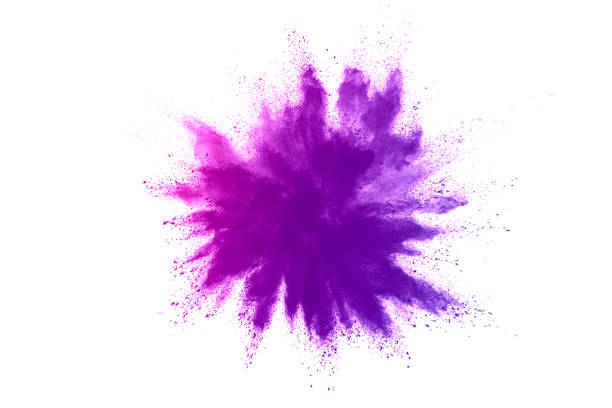 istock Freeze motion of purple color powder exploding on white background. 1224007800