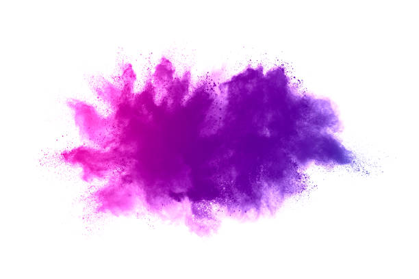 istock Freeze motion of purple color powder exploding on white background. 1224007802