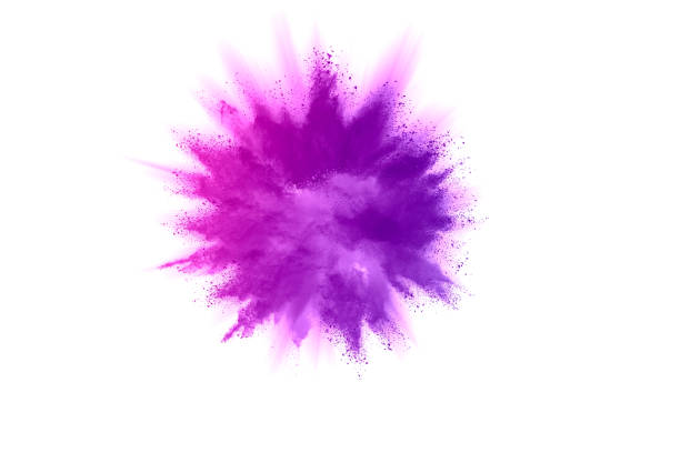 istock Freeze motion of purple color powder exploding on white background. 1224007810