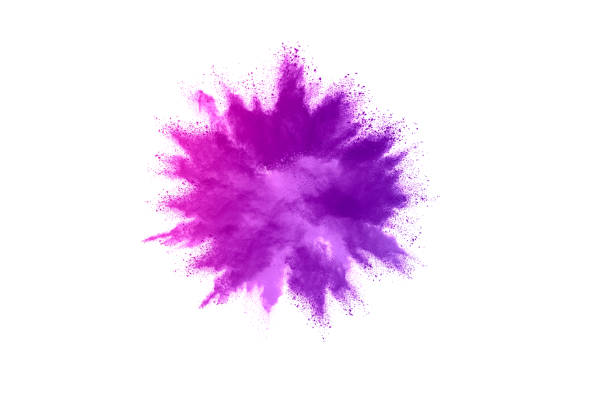 istock Freeze motion of purple color powder exploding on white background. 1224007811