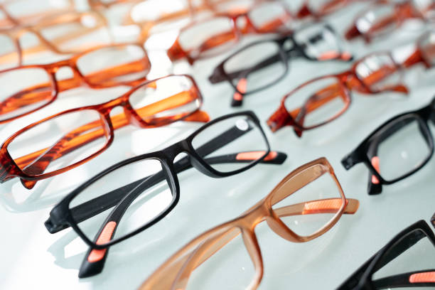 A set of glasses model on the table, close up