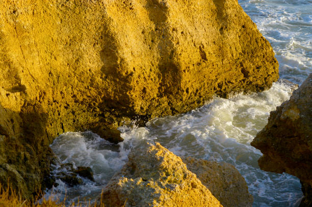 Spectacular rock formations on Sietskes coast on the Algarve coast