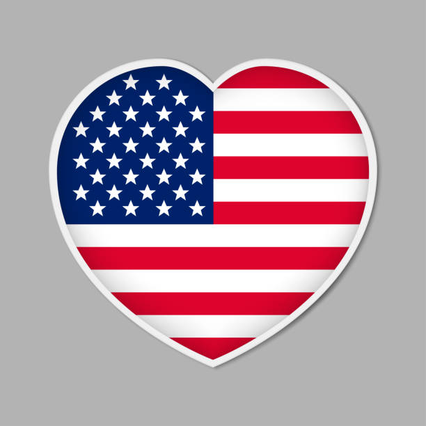 istock Heart shaped sign with US flag, vector illustration. USA patriotic badge or sticker 1224010667
