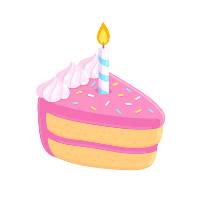 Cartoon Birthday Cake Stock Illustration - Download Image Now - Birthday  Cake, Birthday Candle, Slice of Cake - iStock