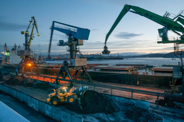 large crane is seen working on a port