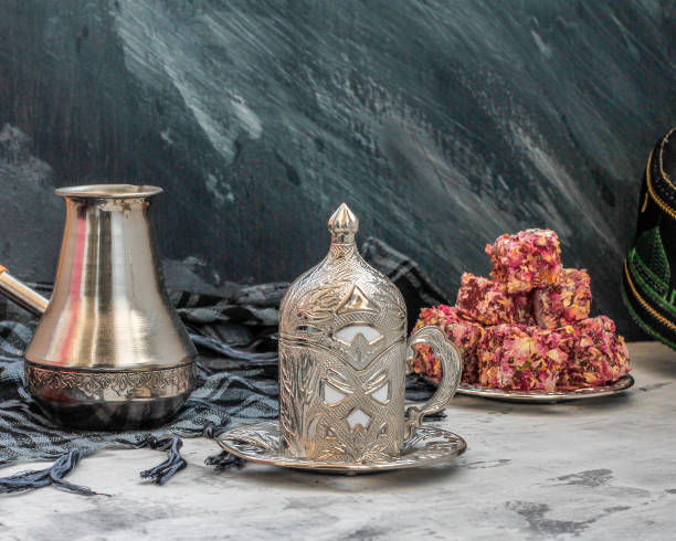istock Oriental sweets Turkish delight and carved cup 1224013279
