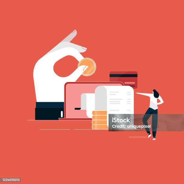 Online Payment Concept Laptop With Electronic Invoice Financial Transaction Illustration Digital Payment Vector Stock Illustration - Download Image Now