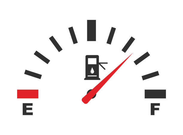 ilustraciones, imágenes clip art, dibujos animados e iconos de stock de icono del indicador de combustible aislado sobre fondo blanco. ilustración vectorial. - gas gauge full empty