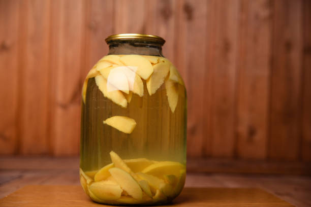 istock Canned quince fruit compote in a glass jar 1224018606