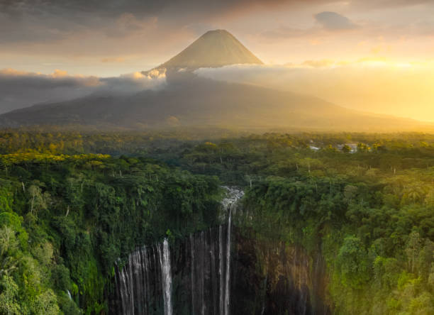 istock Aerial view of Tumpak Sewu waterfall in east java, Lumajang, Indonesia. 1224018609