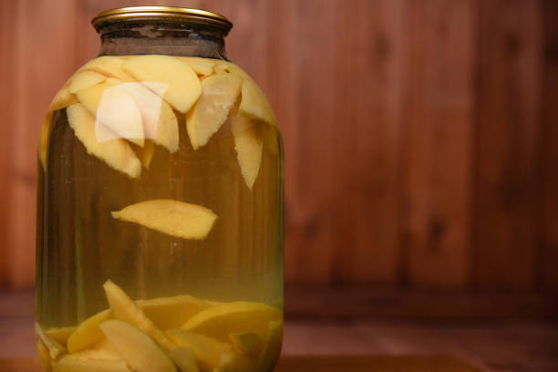 istock Canned quince fruit compote in a glass jar 1224018635