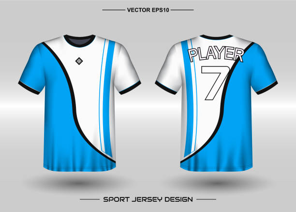 t-shirt sportowy szablon projekt wektorowy, soccer jersey makieta dla klubu piłkarskiego. jednolity widok z przodu i z tyłu. odzież mężczyźni dla dorosłych. - soccer ball running sports uniform red stock illustrations