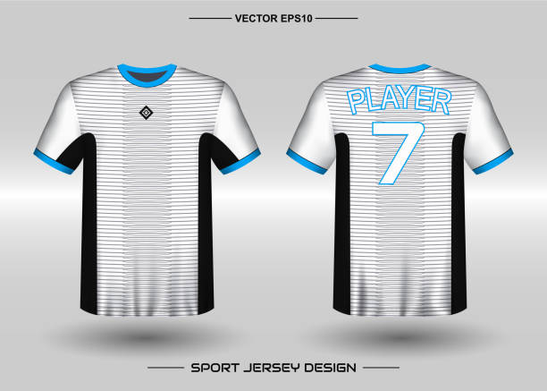 t-shirt sportowy szablon projekt wektorowy, soccer jersey makieta dla klubu piłkarskiego. jednolity widok z przodu i z tyłu. odzież mężczyźni dla dorosłych. - soccer ball running sports uniform red stock illustrations