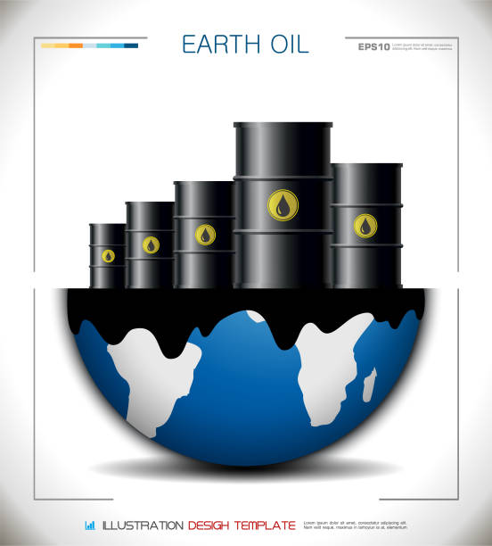 ilustrações, clipart, desenhos animados e ícones de barris de petróleo da world globe. crise do petróleo energético - oil oil industry oil slick petroleum