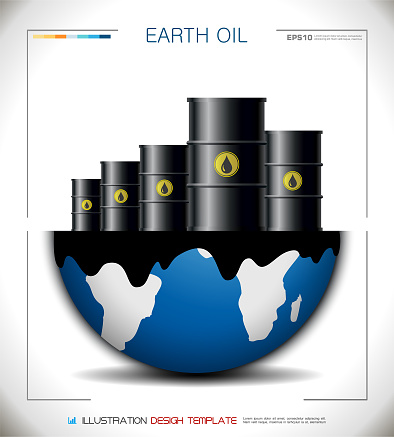 Oil Barrels Over Planet Earth. Energy Crisis