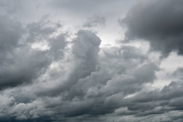 istock Dark storm sky with light part, overcast sky 1224025704