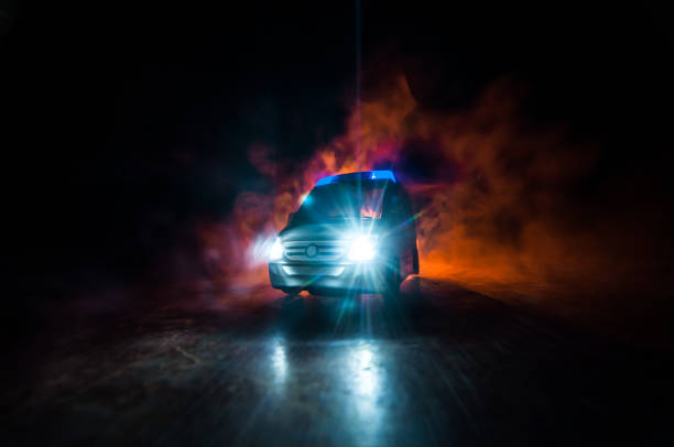istock ambulance car on blured background. Ambulance auto paramedic emergency. 1224026105