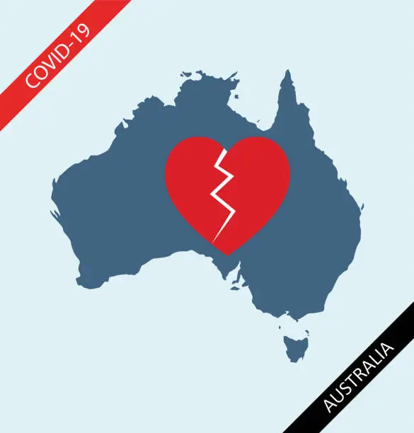 Vector illustration of Sympathy for Australian people who died due to worldwide pandemic of coronavirus disease 2019 (COVID-19)