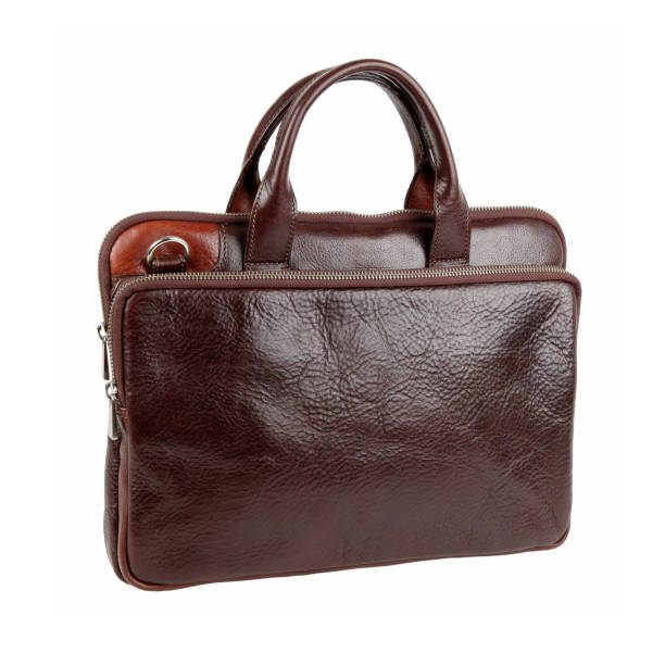 istock Business bag or case in brown leather. Isolated on white 1224029987