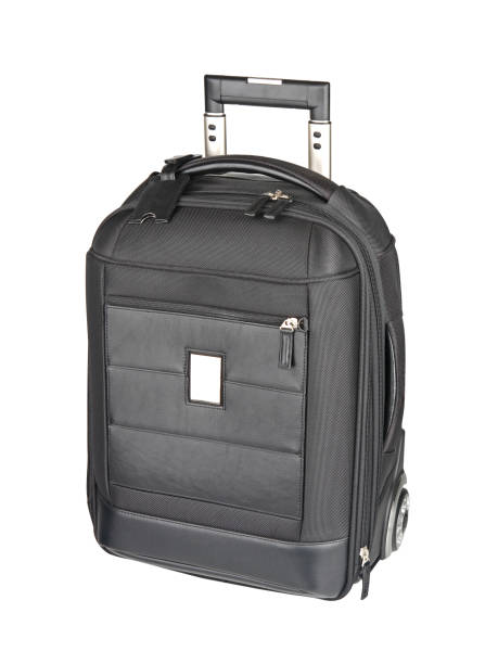 istock Black fabric travel suitcase isolated on white 1224030031