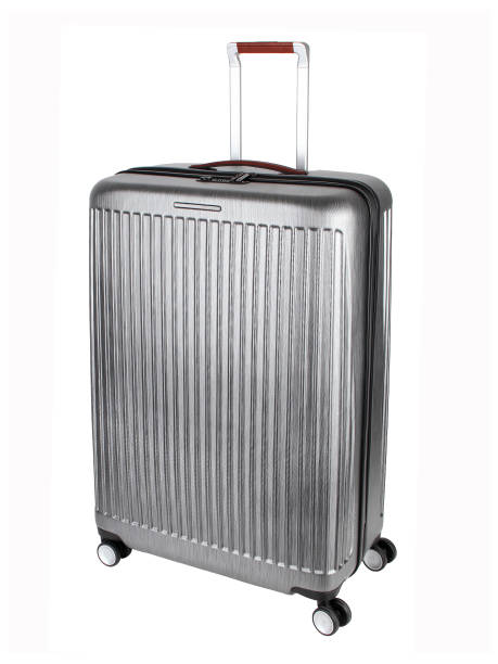istock Grey plastic travel suitcase isolated on white 1224030067