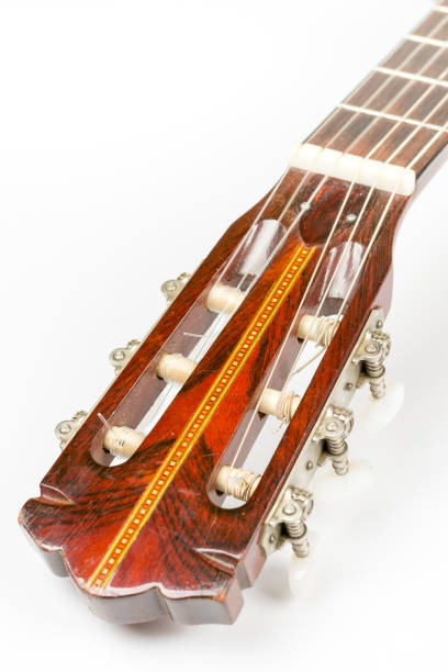 istock Acoustic guitar head over white background 1224030330