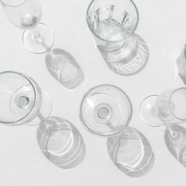 istock Set of wine and drinking glasses on white background 1224032568