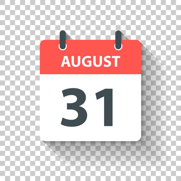 August 31 - Daily Calendar Icon in flat design style August 31. Calendar Icon with long shadow in a Flat Design style. Daily calendar isolated on blank background for your own design. Vector Illustration (EPS10, well layered and grouped). Easy to edit, manipulate, resize or colorize. number 31 stock illustrations