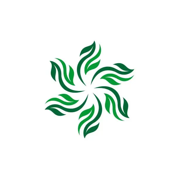 Vector illustration of Star Green Leaves Pattern Logo Template Illustration Design. Vector EPS 10.