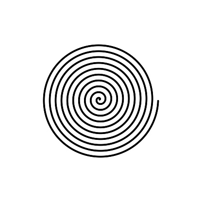 Large linear spiral. Archimedean spiral. Isolated illustration on white background.